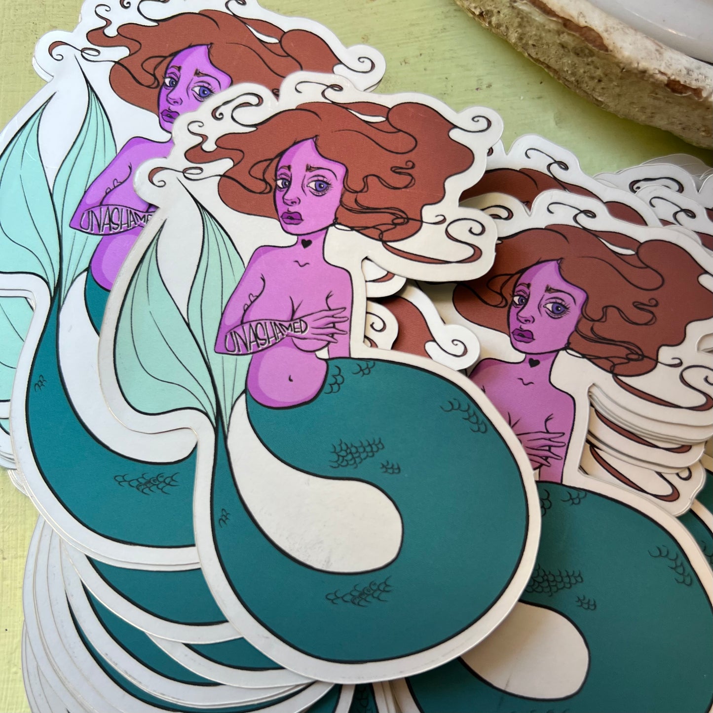 “Unashamed Mermaid” Matte Mirror Sticker