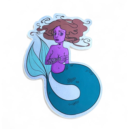 “Unashamed Mermaid” Matte Mirror Sticker