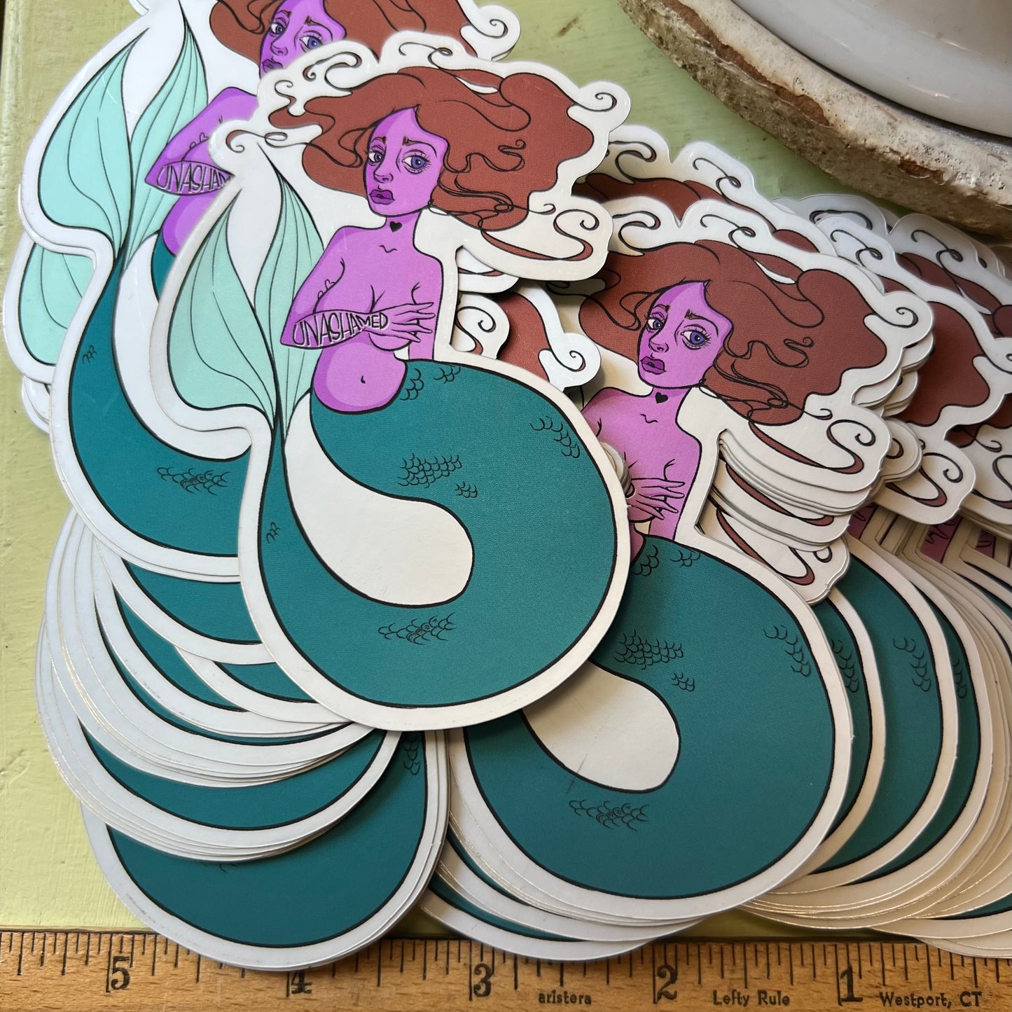 “Unashamed Mermaid” Matte Mirror Sticker