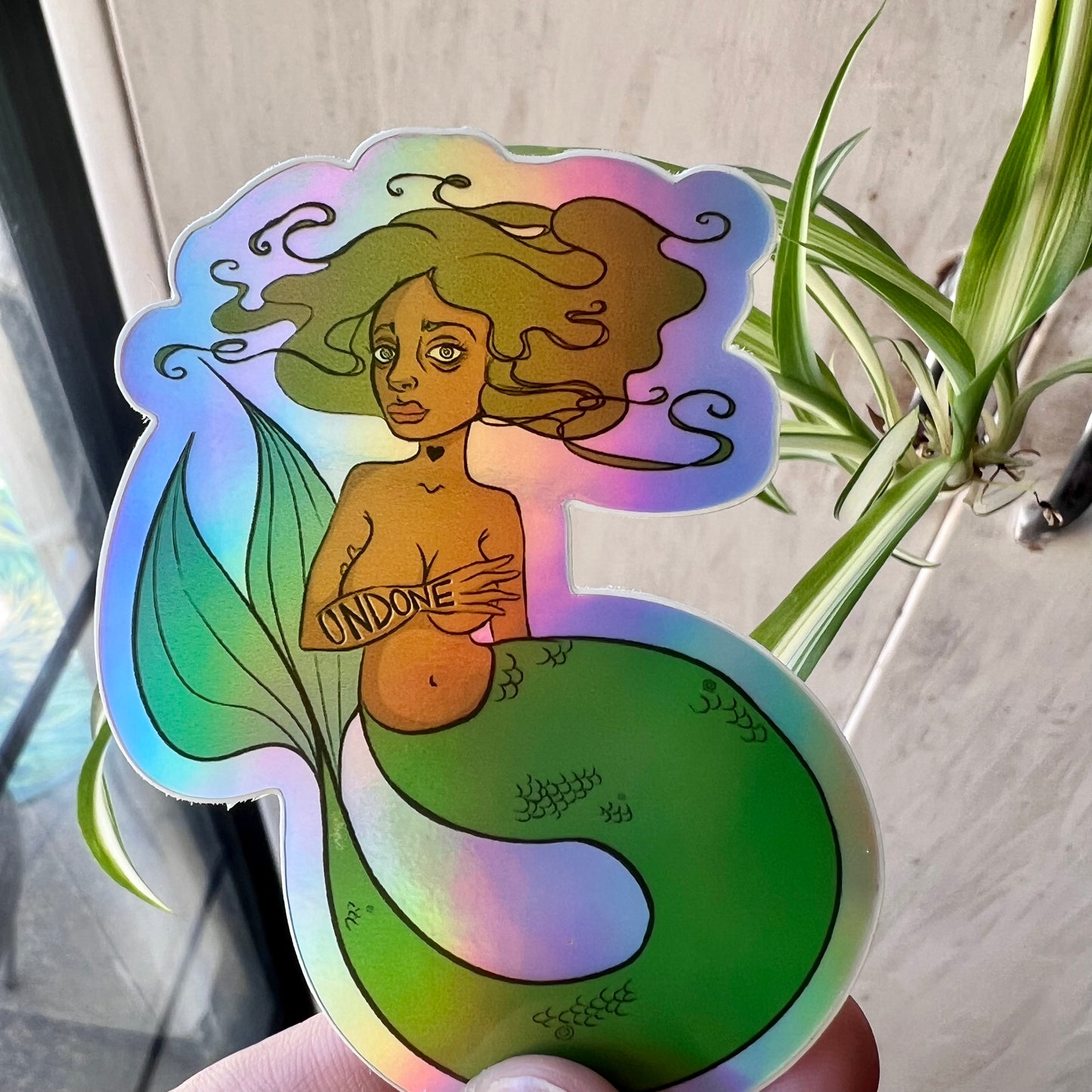 “Undone Mermaid” Holographic Sticker