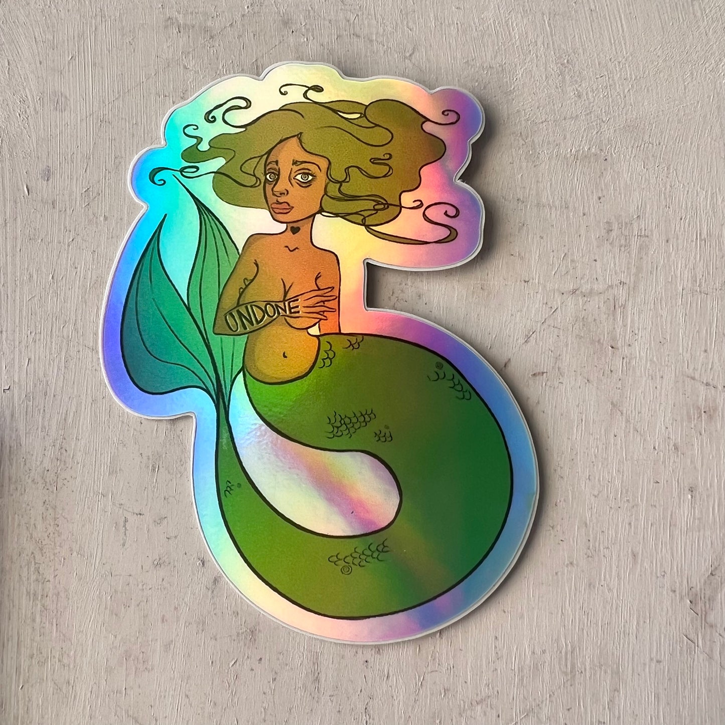 “Undone Mermaid” Holographic Sticker